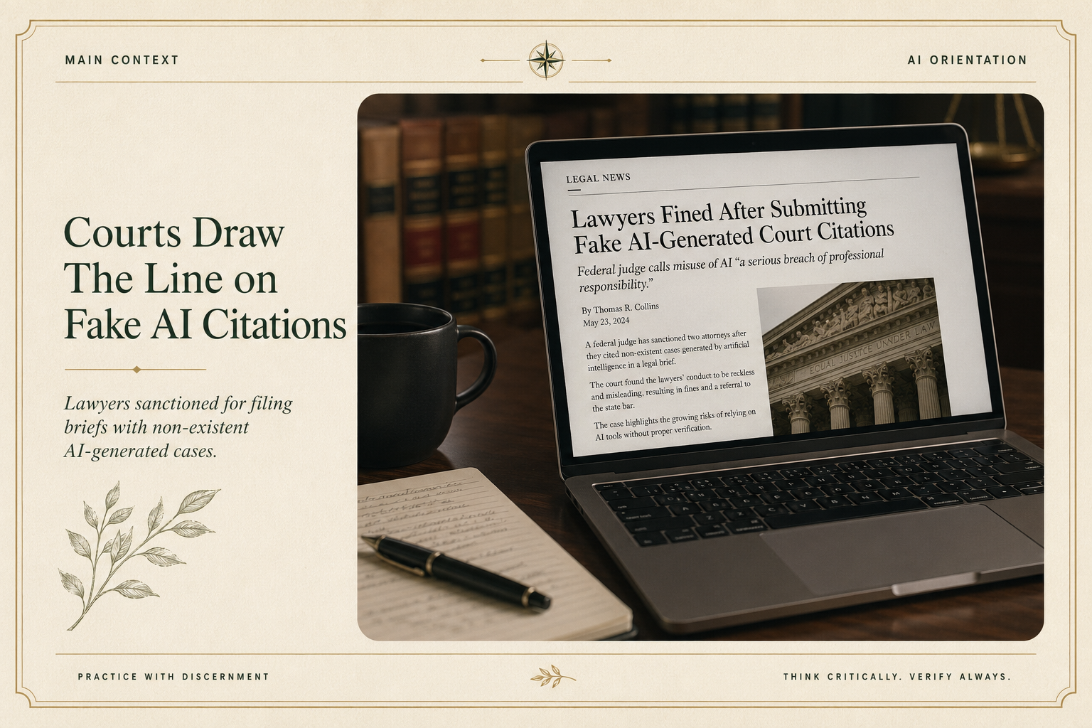 AI Orientation Day 2 hero image about lawyers fined after fake AI-generated court citations