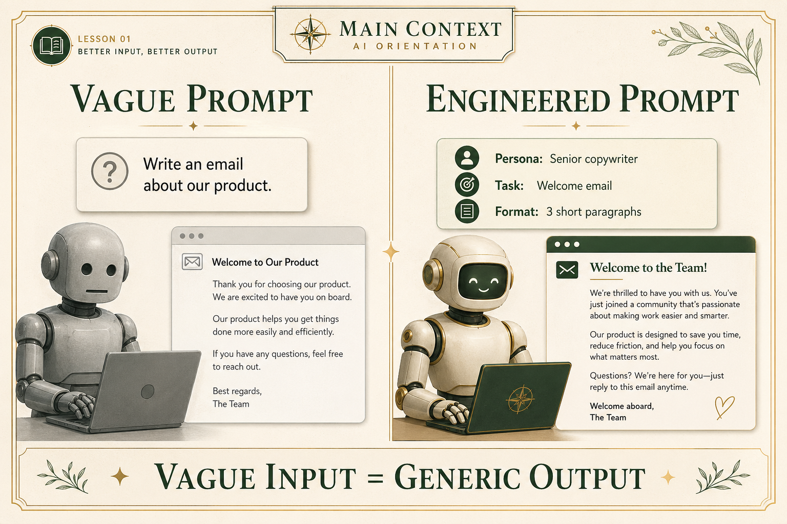Vague prompt vs engineered prompt